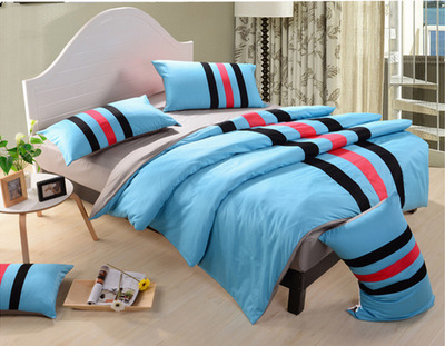 廠家直供 鑫燕子布業運動風素色條紋全棉四件套，舒適床品新選擇
